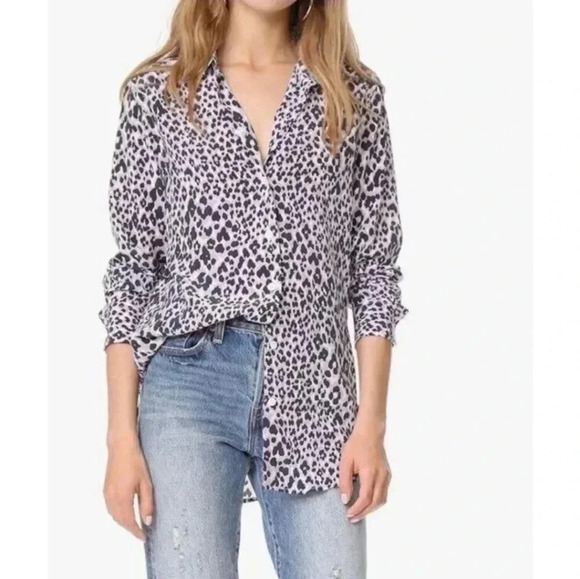 Equipment Essential Long Sleeve Animal Leopard Print Silk Button Down Blouse(M) - Picture 1 of 10